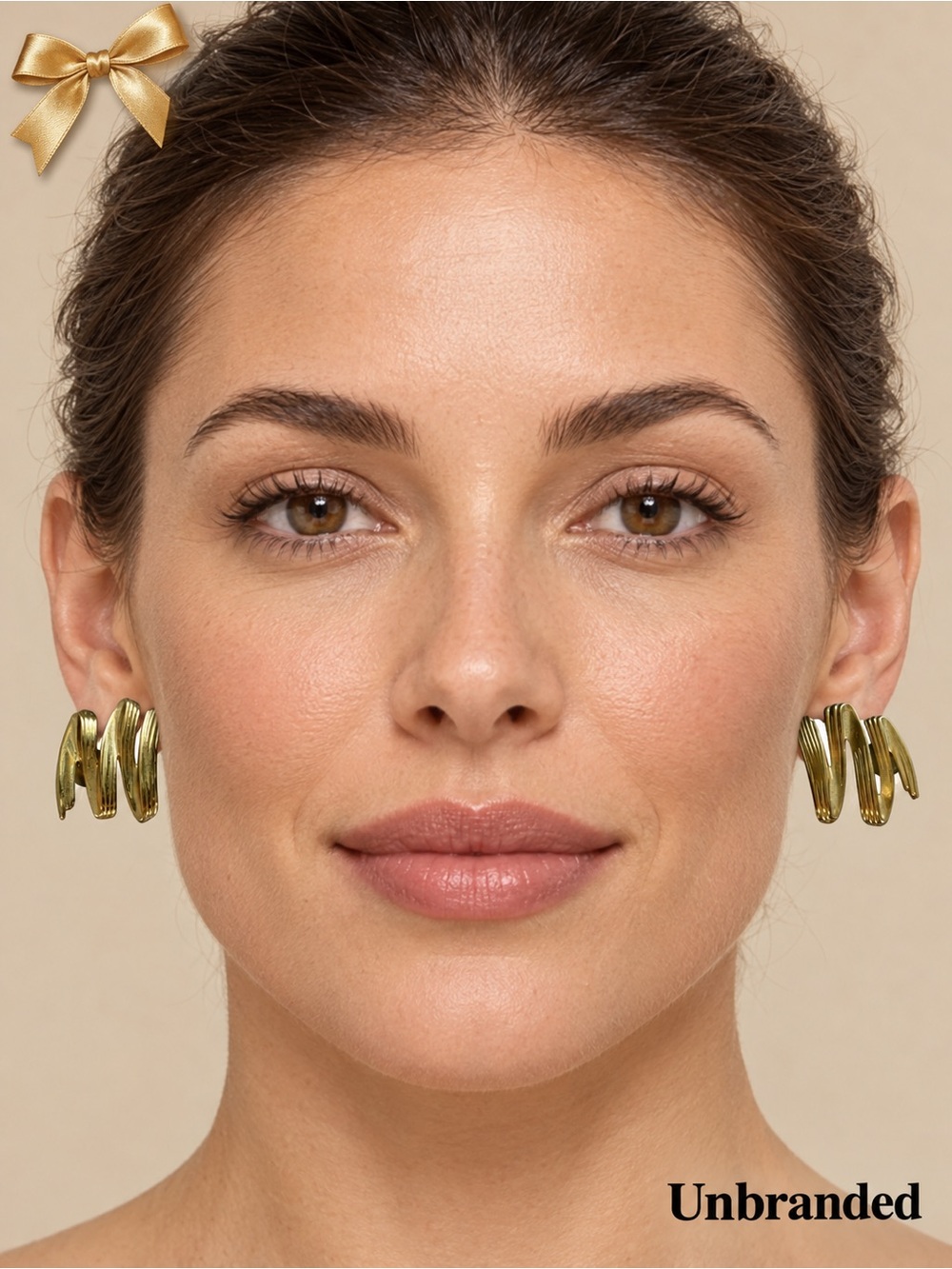 Gold-Tone Zigzag Grooved Statement Earrings Pierced Up To 2 Inches